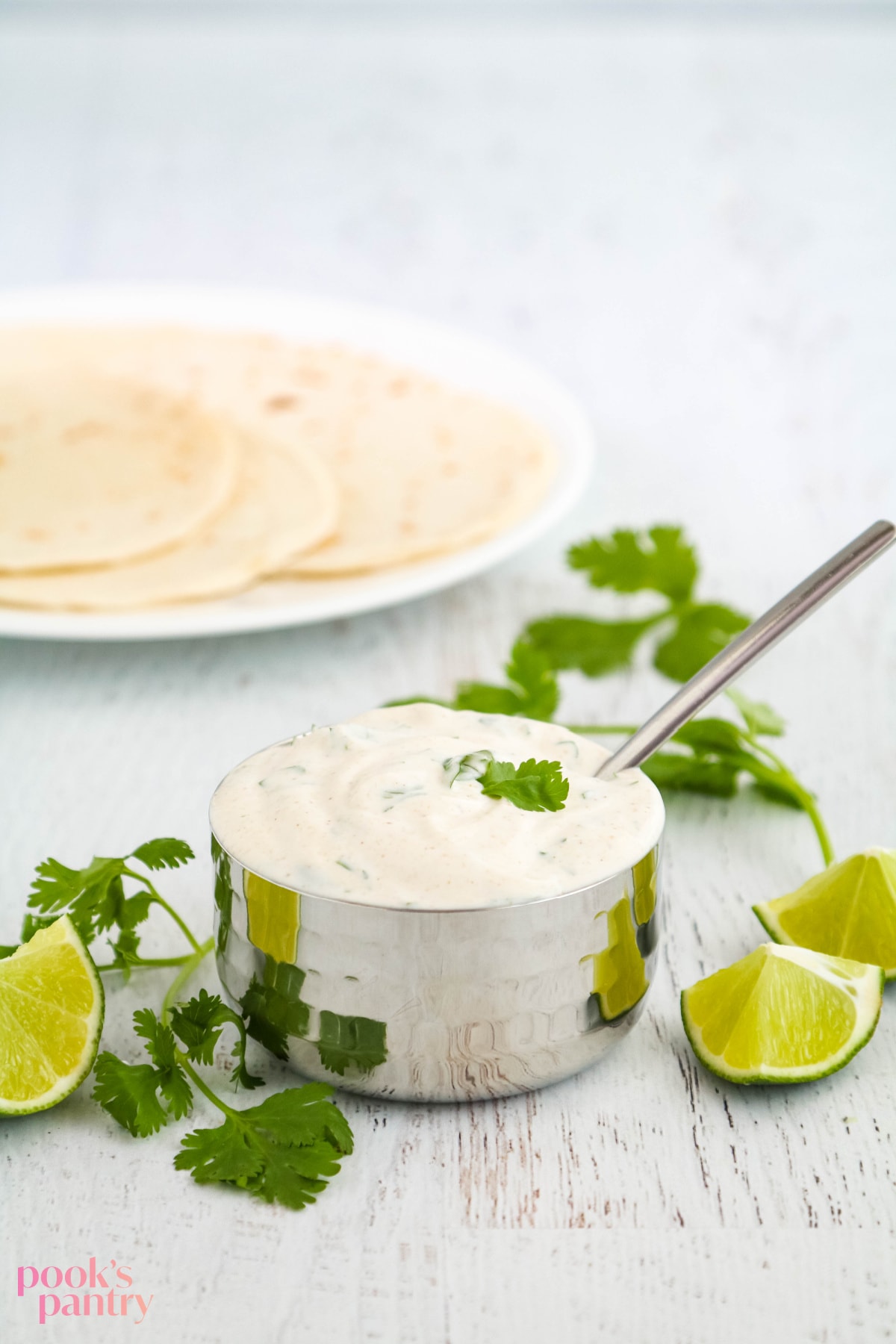 Creamy chicken taco sauce with lime