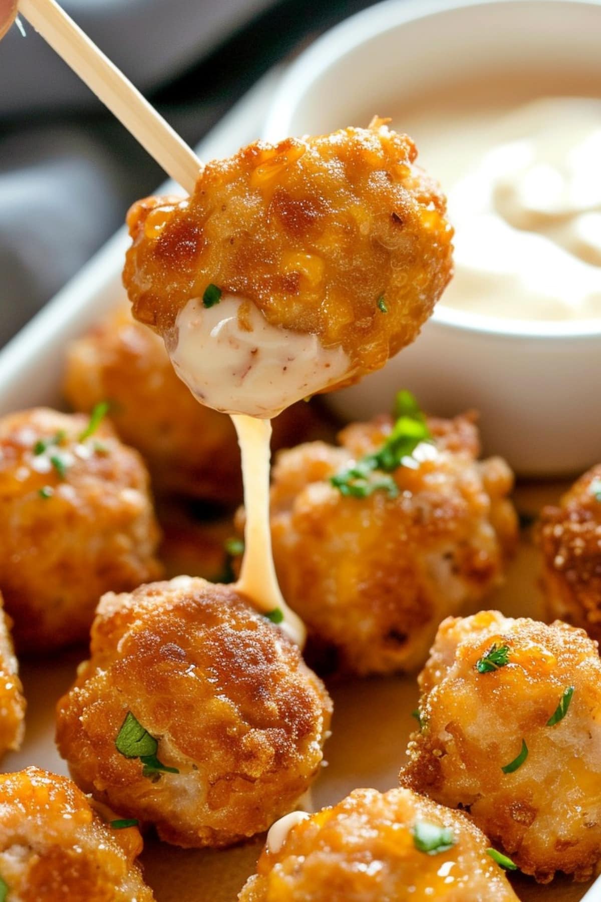 Cheddar Bay Sausage Balls on a Stick with Mouth-watering Cheese Dip