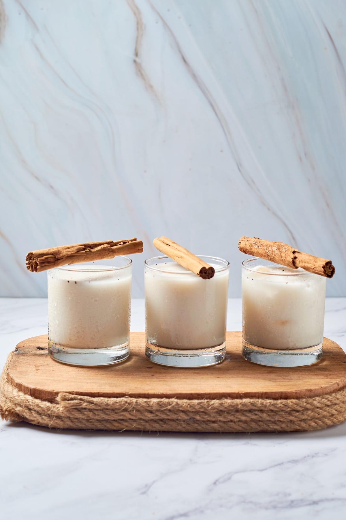 Three Glasses of Mexican Horchata with Cinnamon