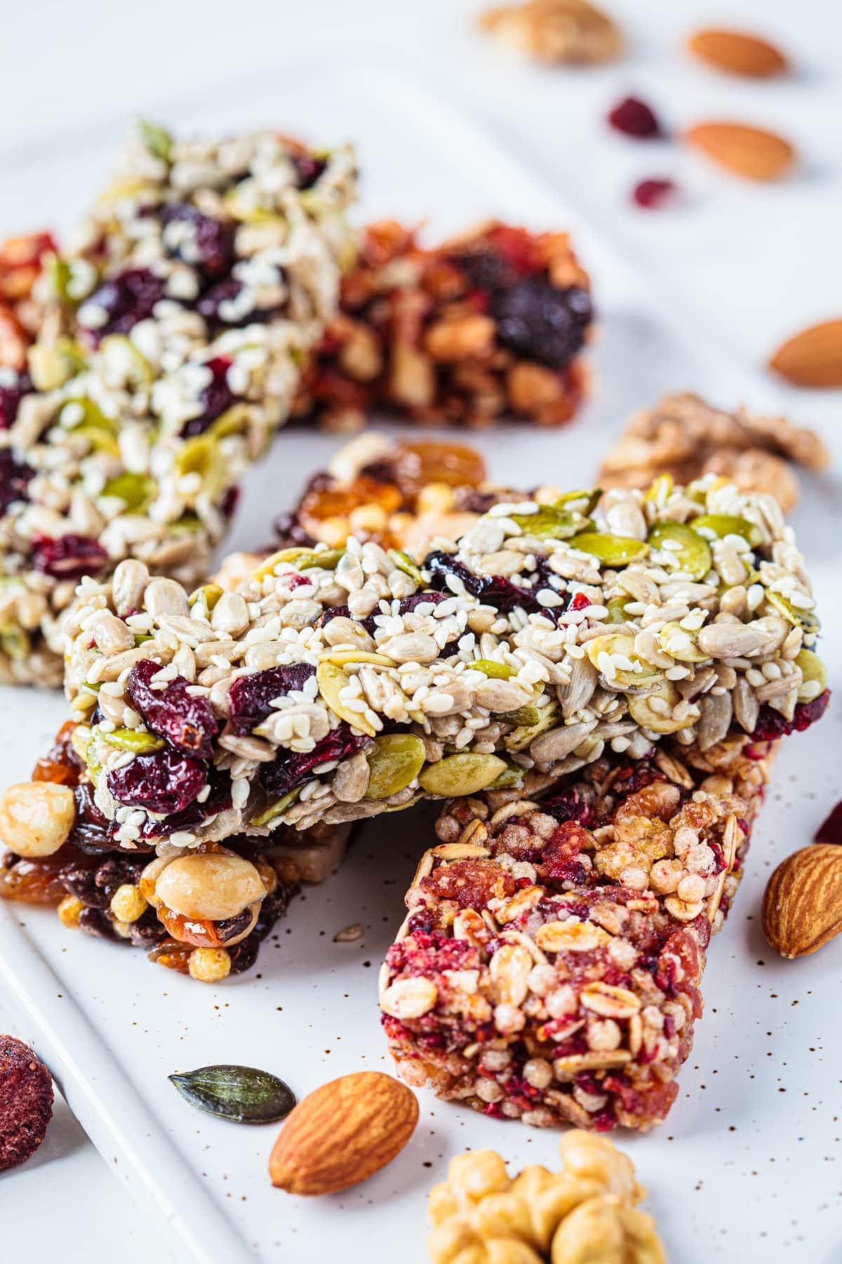Granola protein bars with berries.