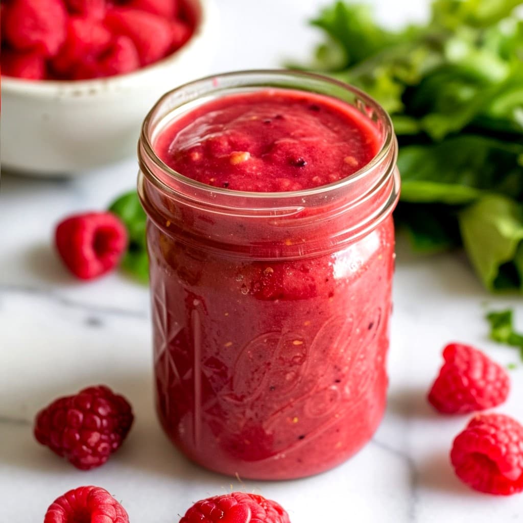 Raspberry Vinaigrette in a ball jar