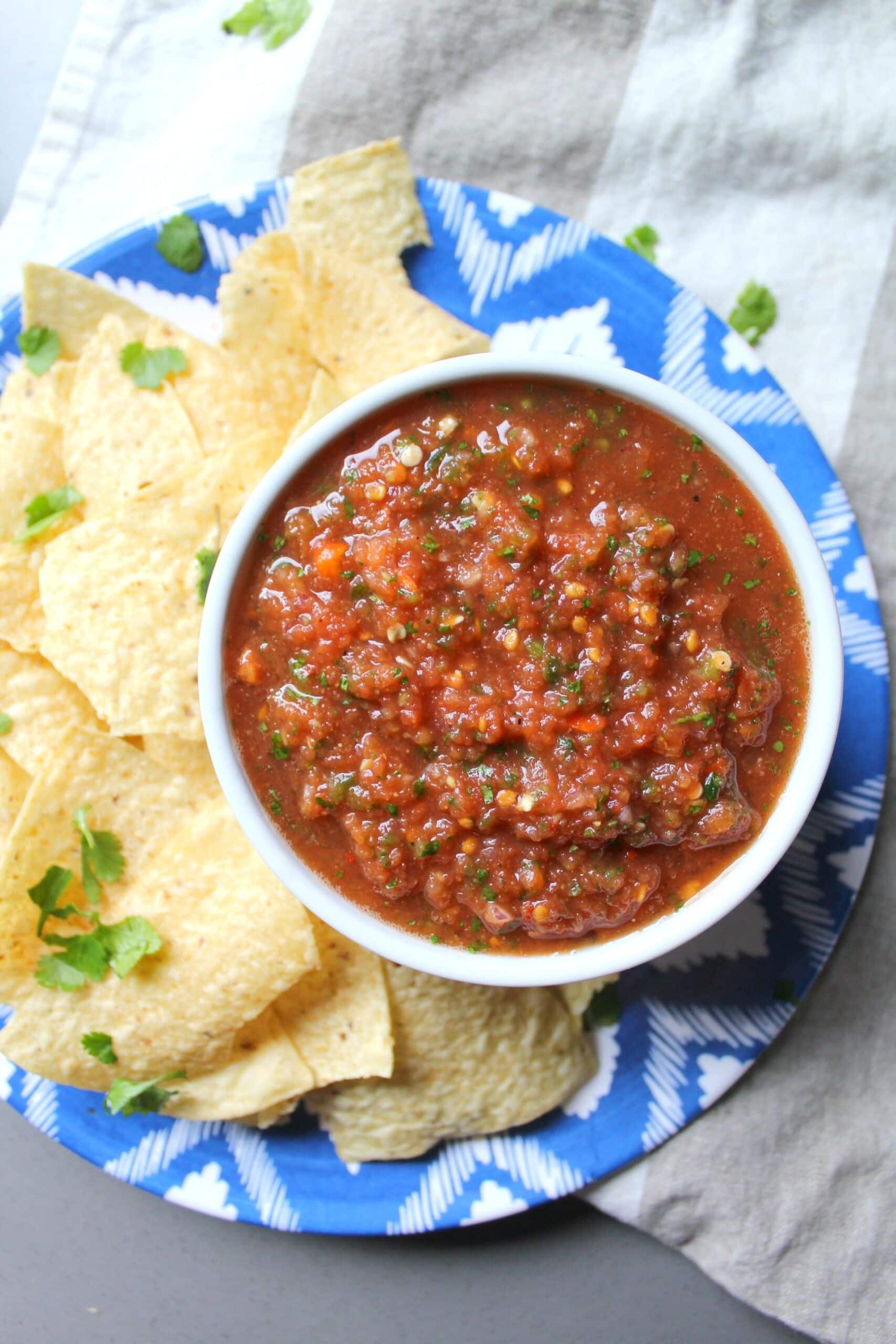 Spicy habanero salsa with chips on the side