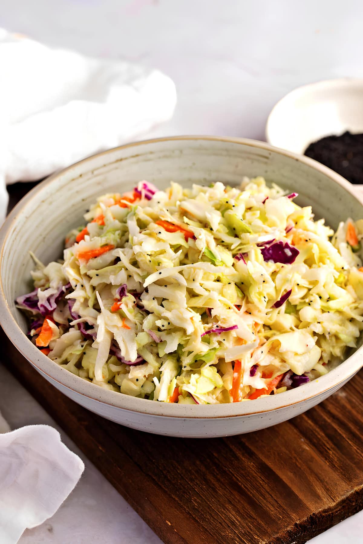 Creamy coleslaw in a bowl.