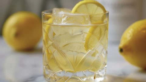 White Negroni in a Rocks Glass with Lemons