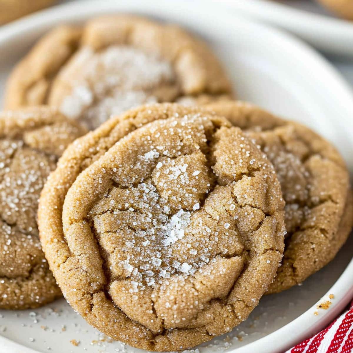 Brown Sugar Cookies with granulated sugar on top, close-up