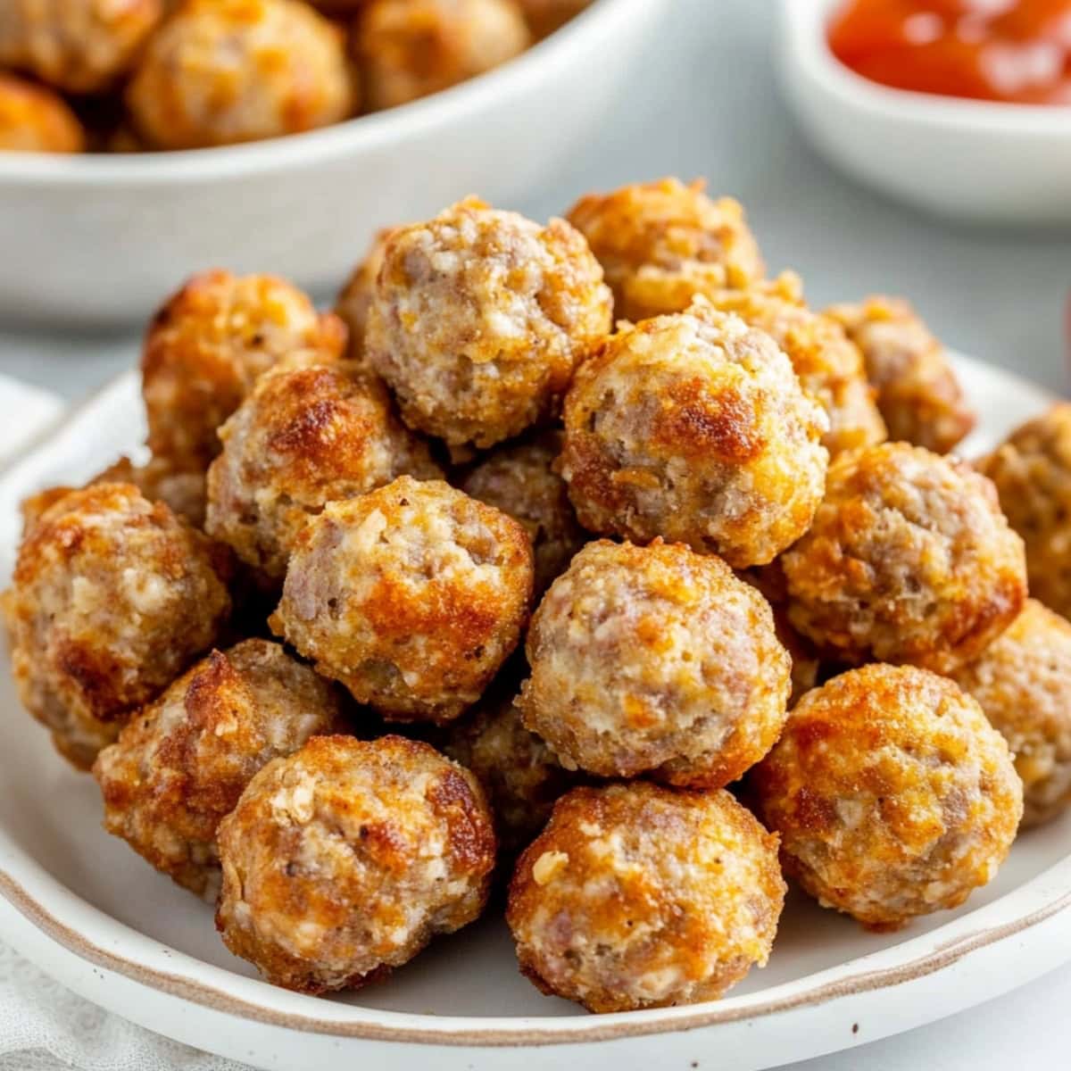 Cheddar Bay Sausage Balls on a plate 