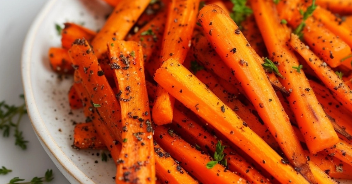 Air fried carrots in plate