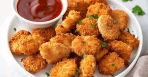 Air fryer chicken nuggets with ketchup