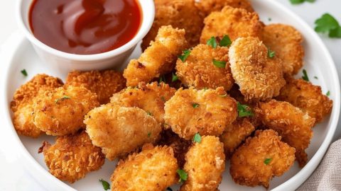 Air fryer chicken nuggets with ketchup