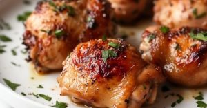 Air fryer chicken thighs on plate