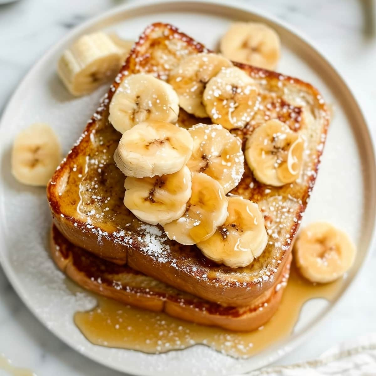 Fluffy homemade banana french toast with cinnamon, perfect for breakfast or snacks
