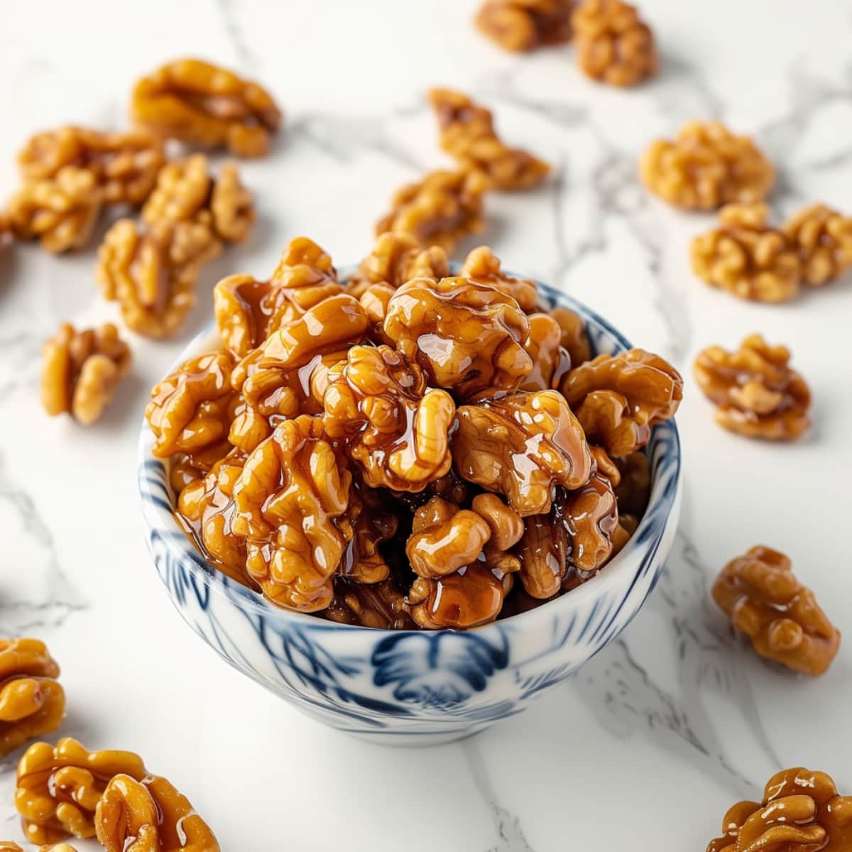 Candied caramelized walnuts with cinnamon and sea salt