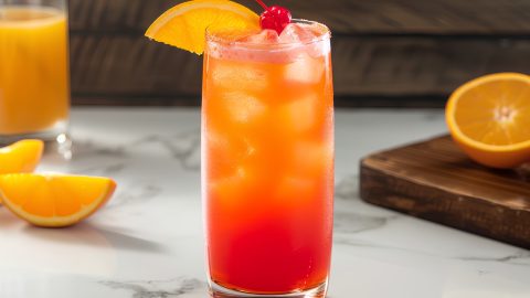 Refreshing Boozy Alabama Slammer Cocktail with Orange Garnish