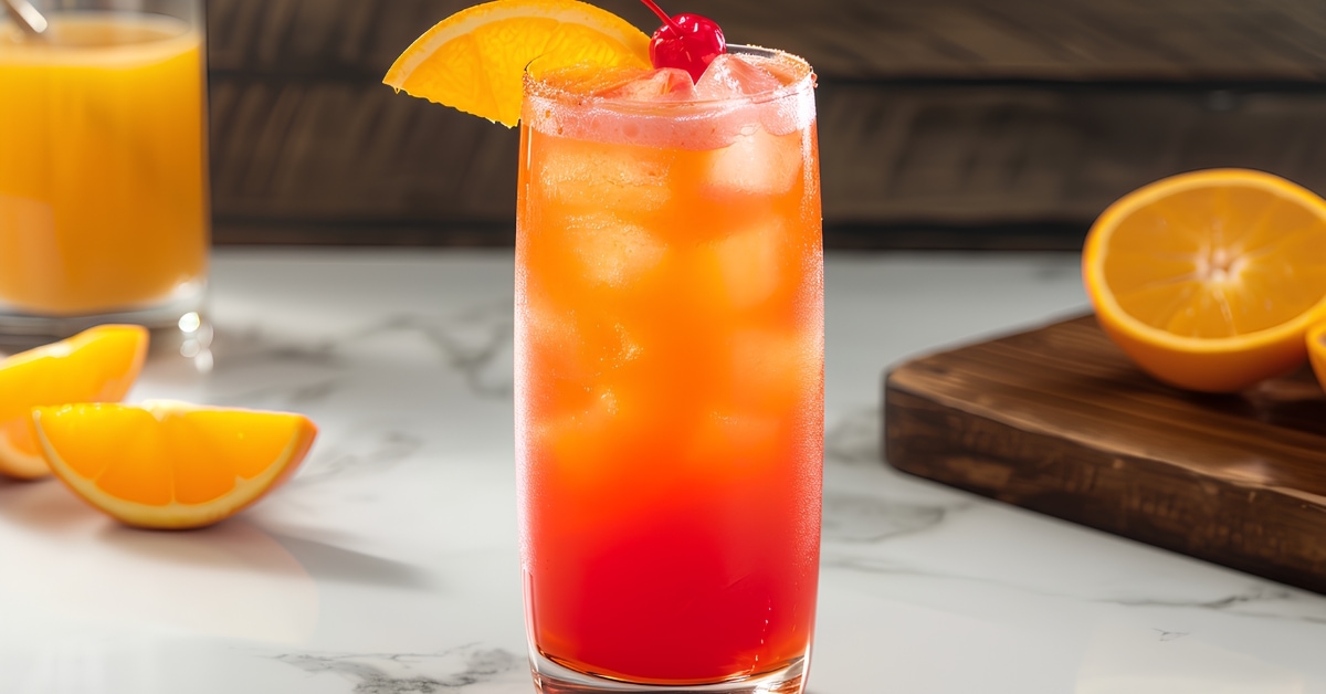 Refreshing Boozy Alabama Slammer Cocktail with Orange Garnish