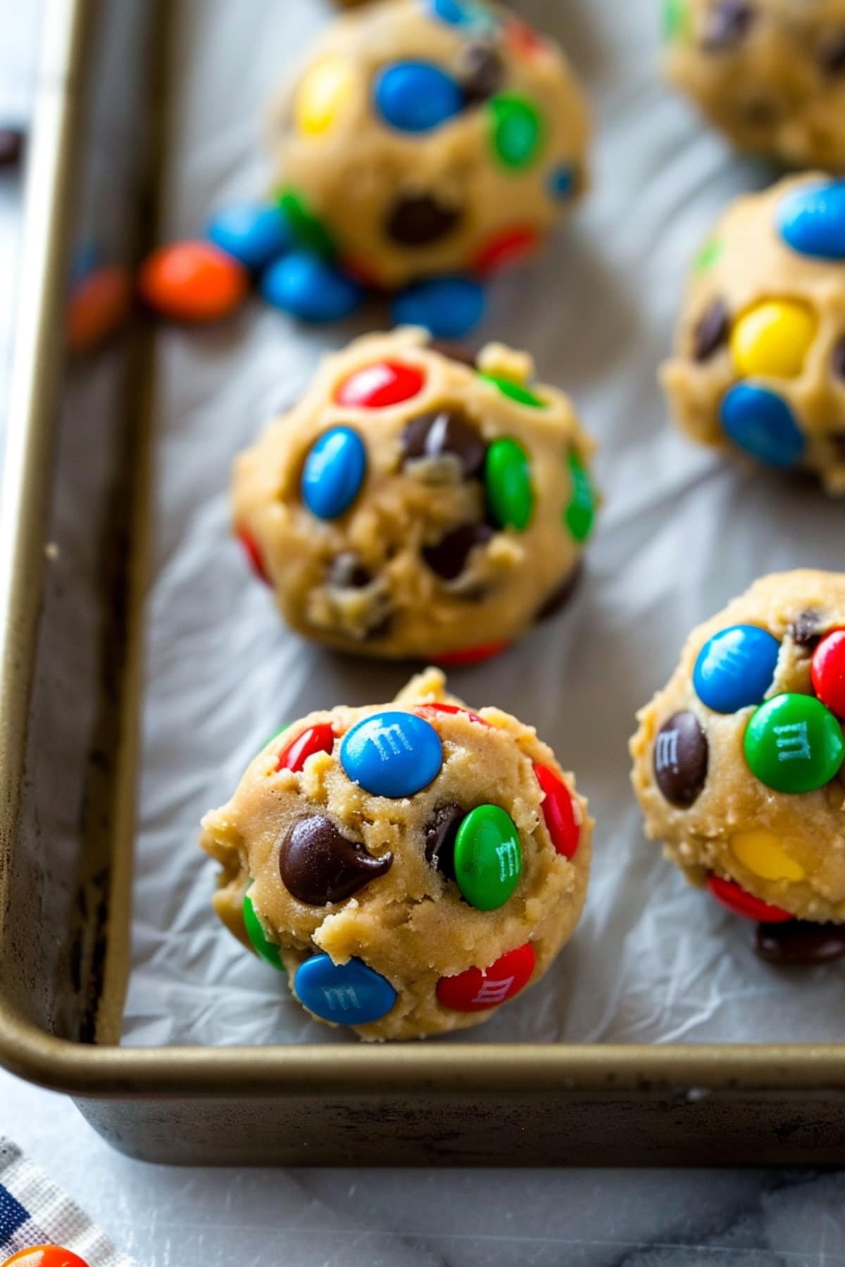 Monster cookie dough on a baking tray