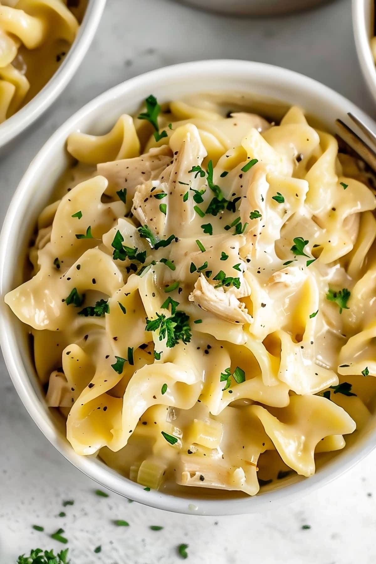 Juicy and creamy homemade chicken and noodles