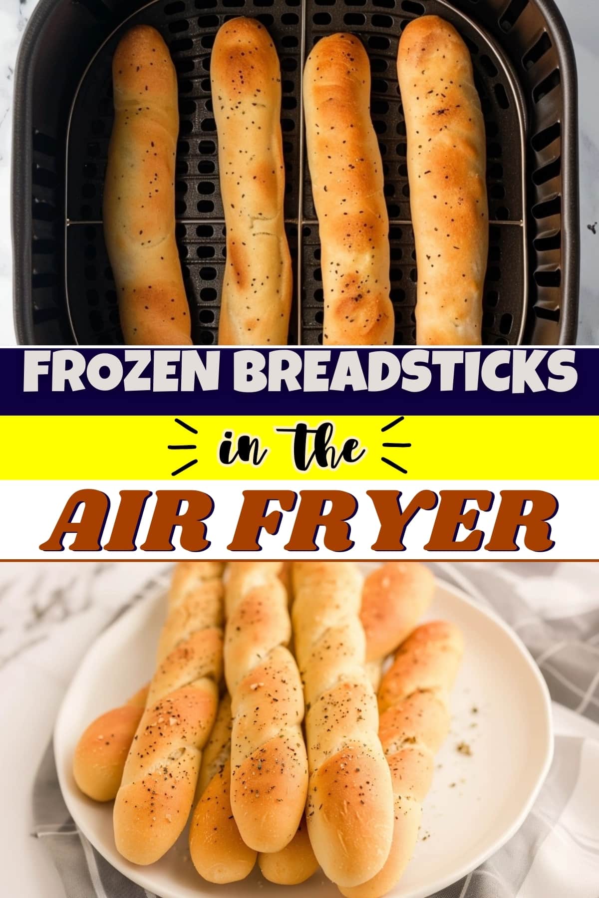Frozen breadsticks in the air fryer.
