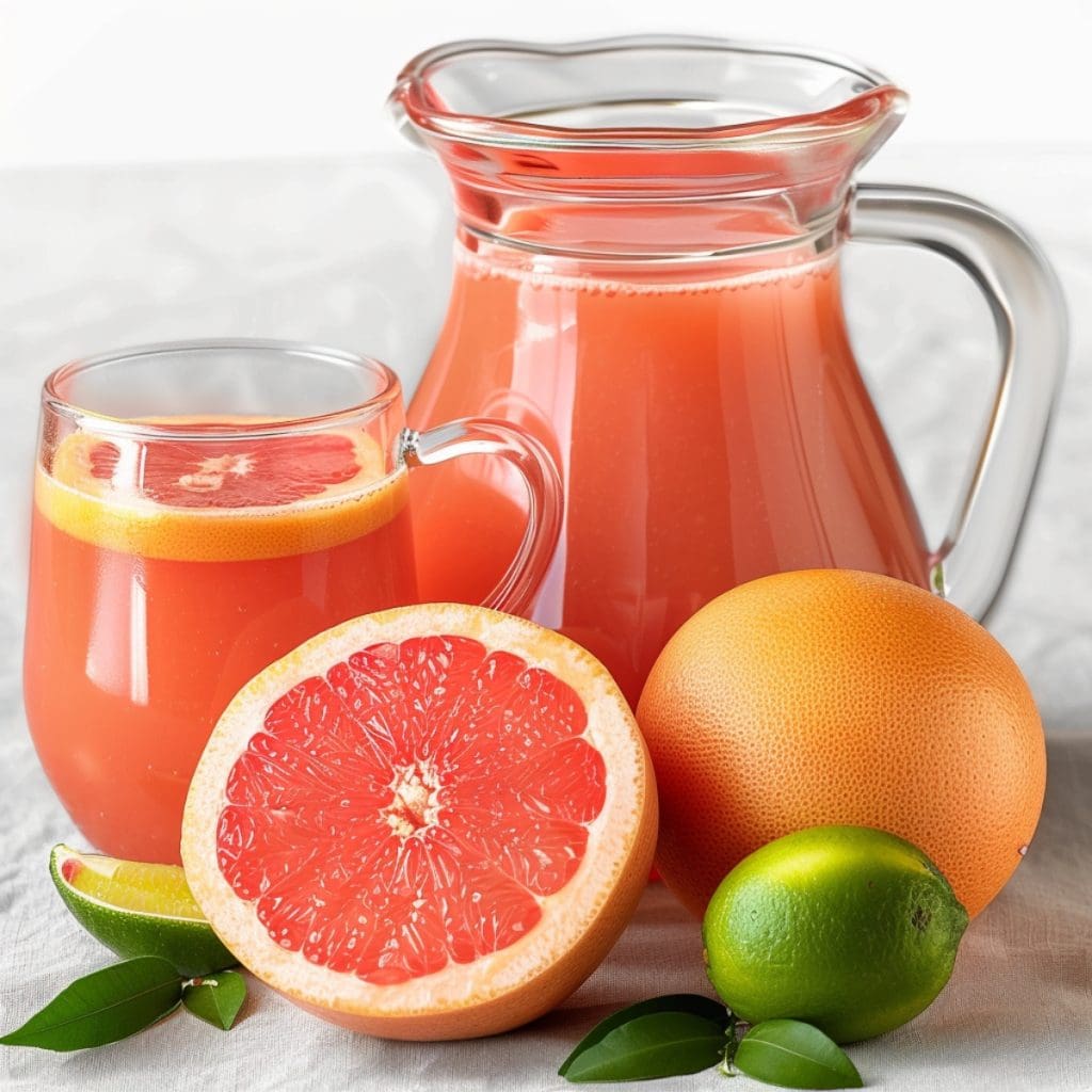Grapefruit Juice in a Pitcher with Citrus Fruits