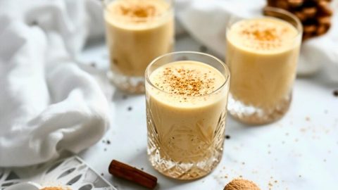 Homemade eggnog in glasses