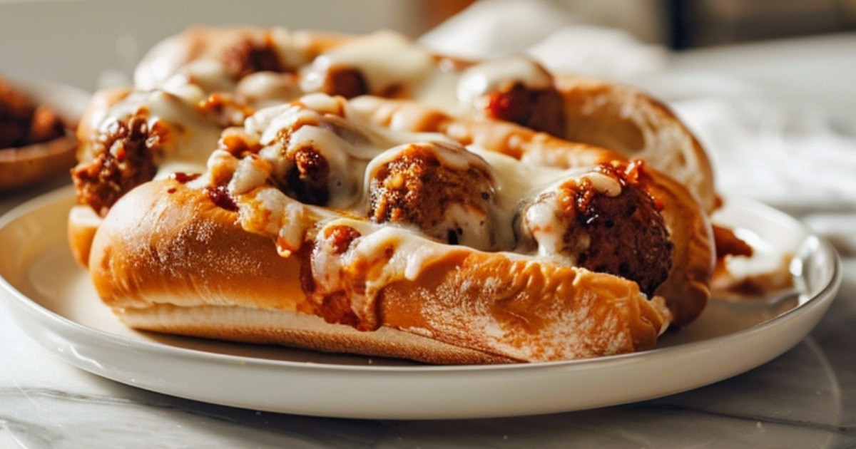 Two Meatball Subs on a Plate