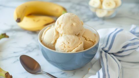 A bowl filled with mouth-watering and sweet banana ice cream