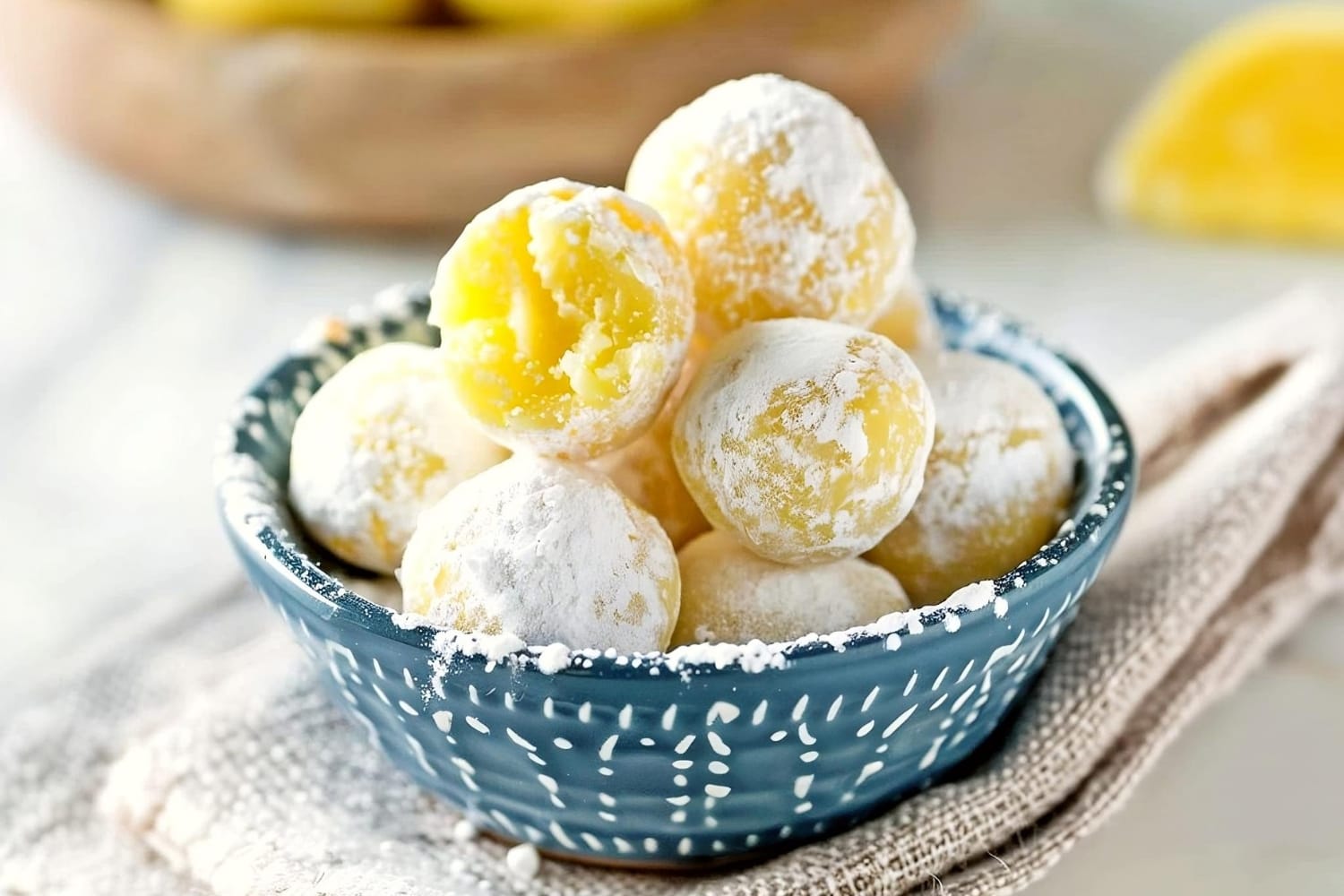 White chocolate lemon truffles with sweet and creamy ganache filling