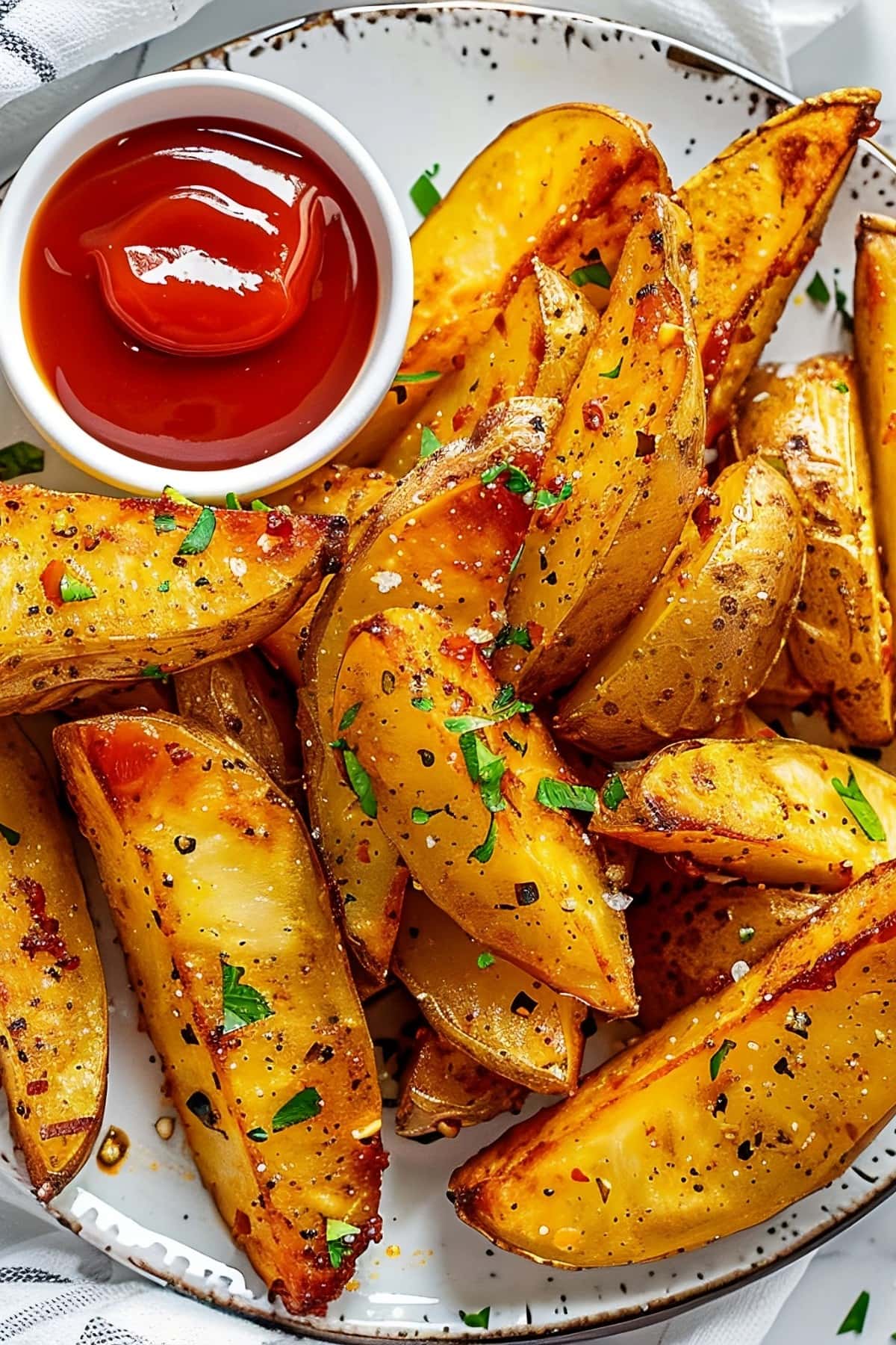 Oven Baked Potato Wedges, Ketchup on the side