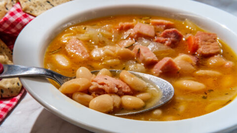 Senate bean soup in a bowl.