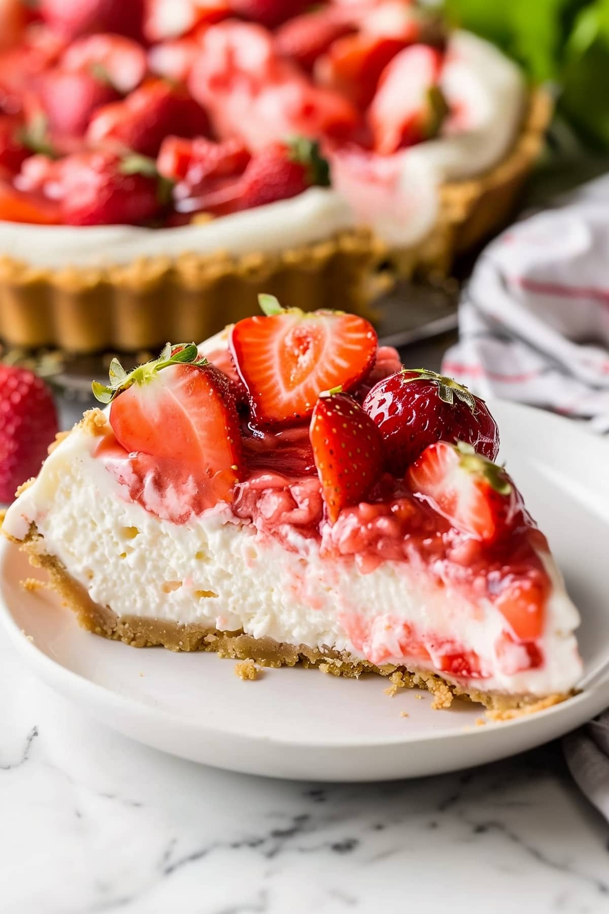 Sweet and creamy homemade strawberry cheesecake