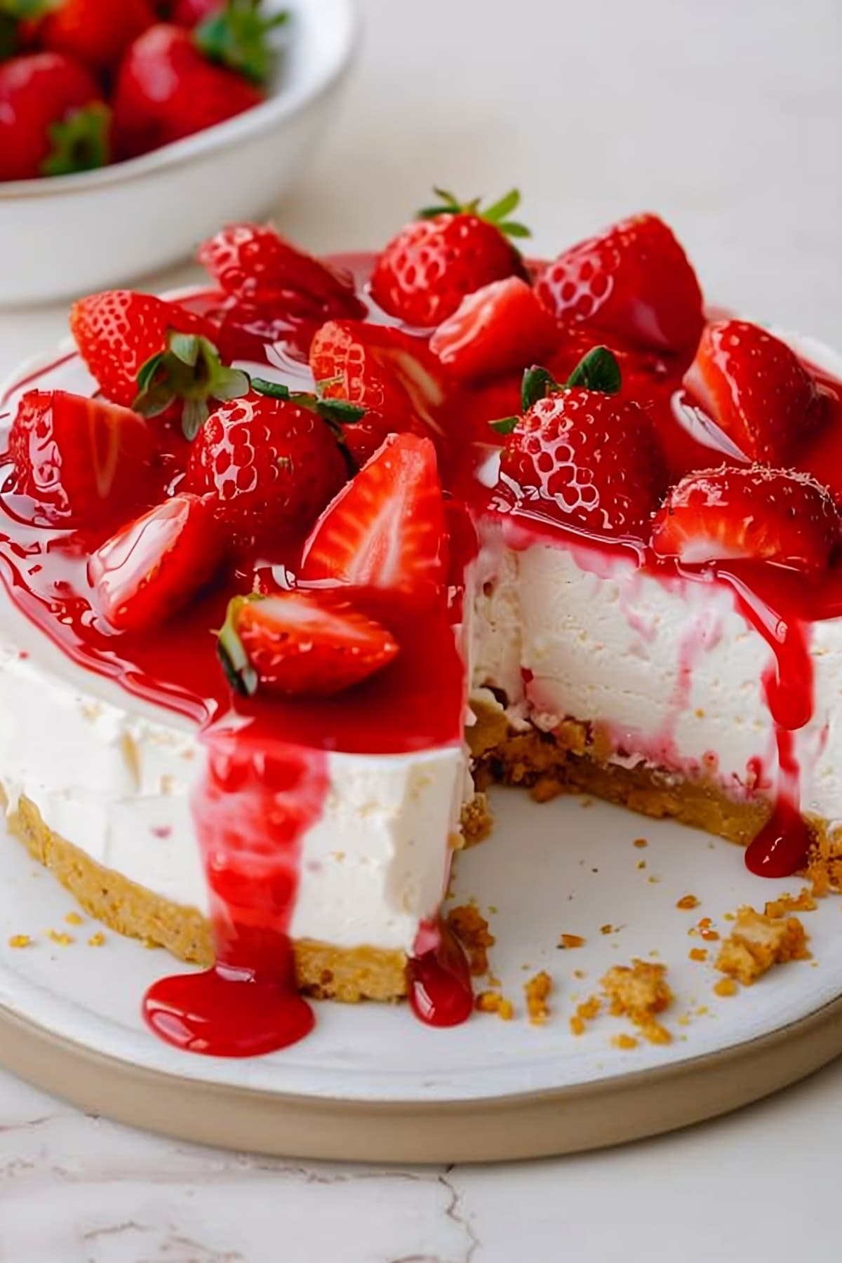 Rich and delightful strawberry cheesecake