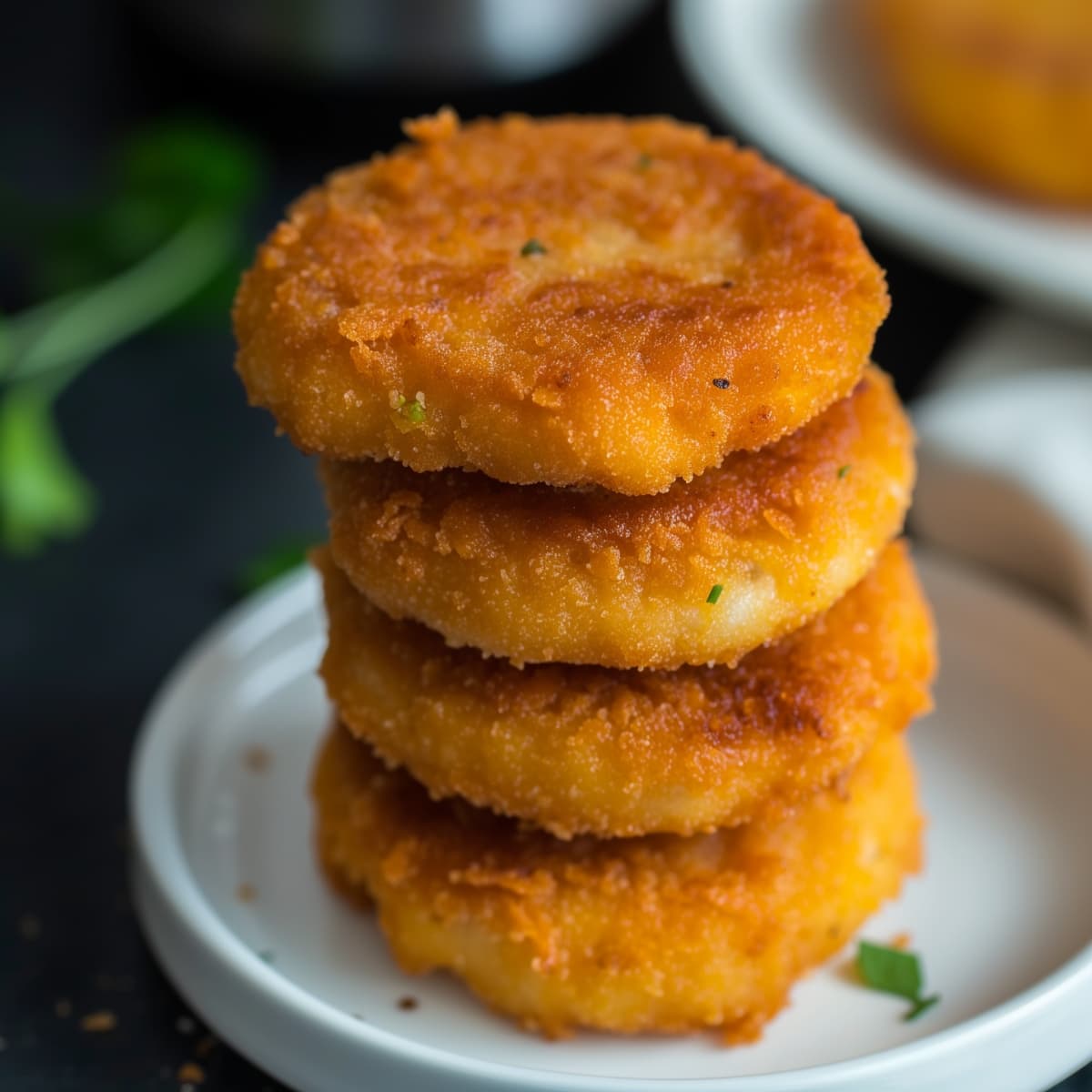 A stack of Tyson chicken patties cooked from an air fryer