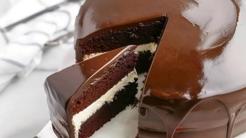 Ding dong cake with buttercream and chocolate ganache