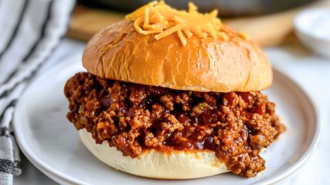 Homemade saucy and juicy barbecue sloppy joes with green bell peppers and onions