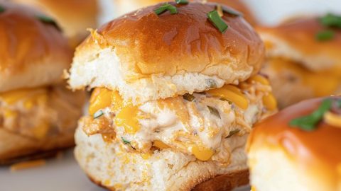 Homemade crack chicken sliders with cheese and ranch dressing