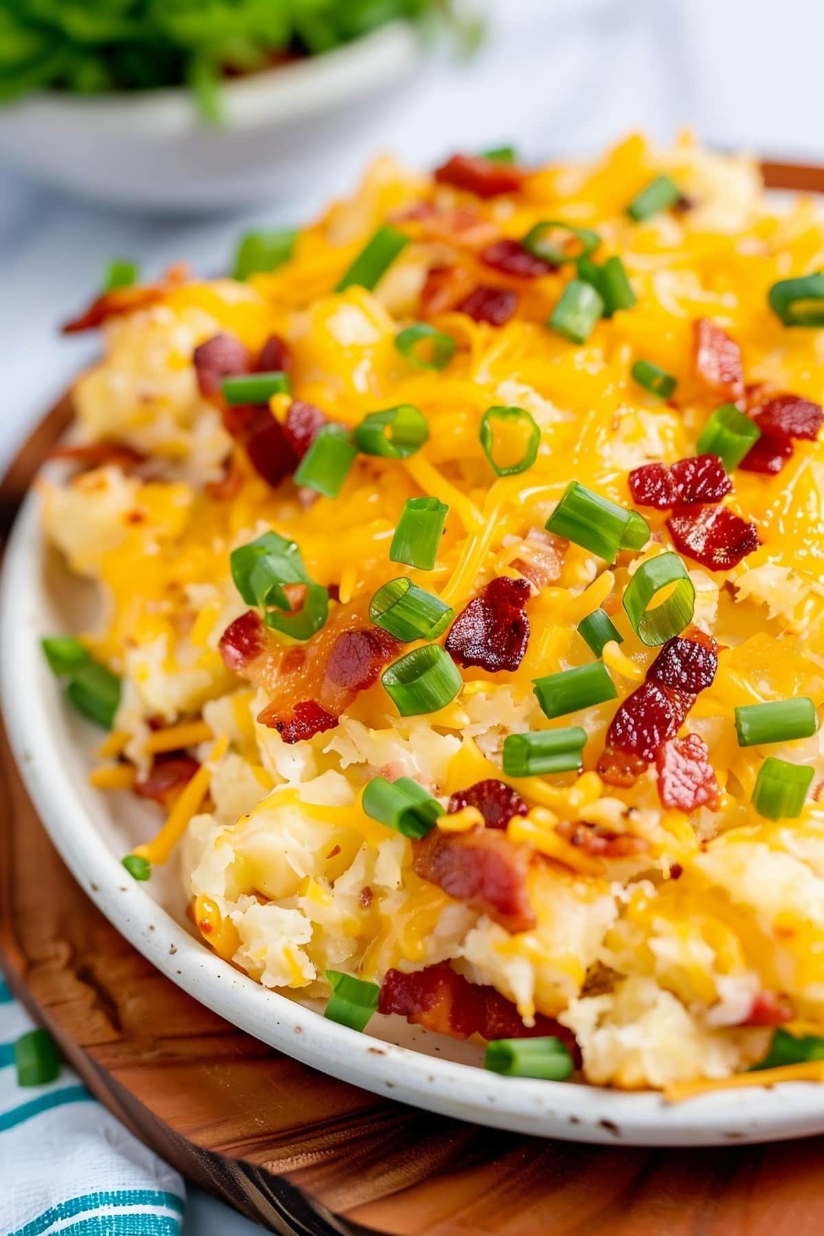 Creamy and delicious crack potatoes with crumbled bacon, cheese and chopped green onions