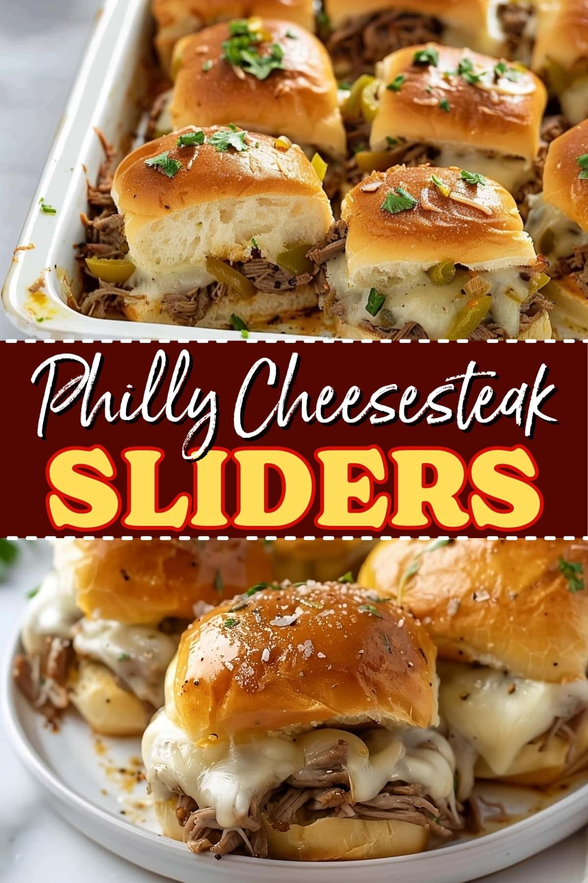 Philly cheesesteak sliders.