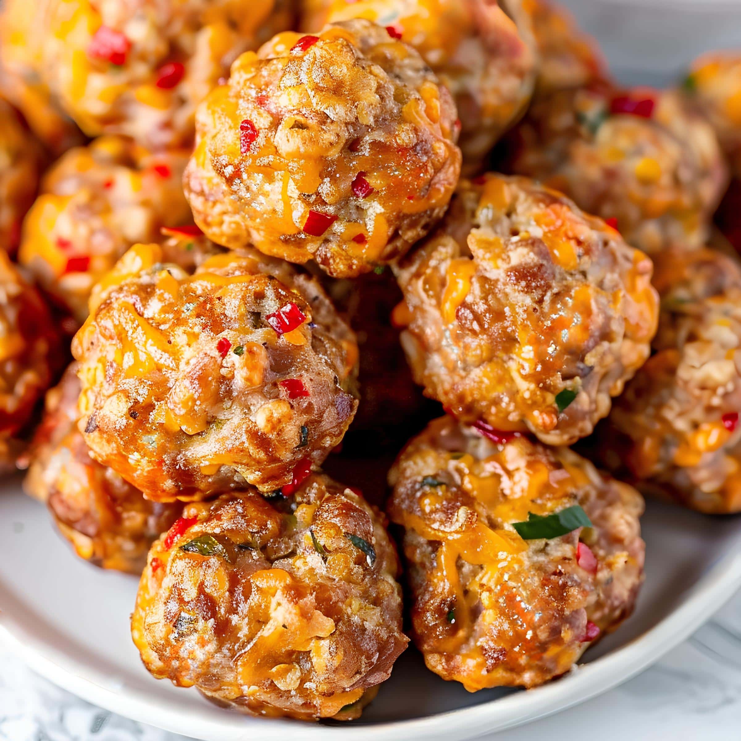 Homemade pimento cheese sausage balls, a mouthwatering treat for cheese and sausage lovers alike
