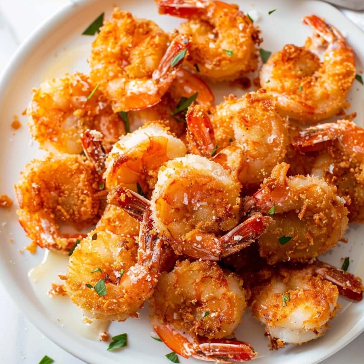 Bunch of coconut breadcrumbs coated shrimp in a plate.
