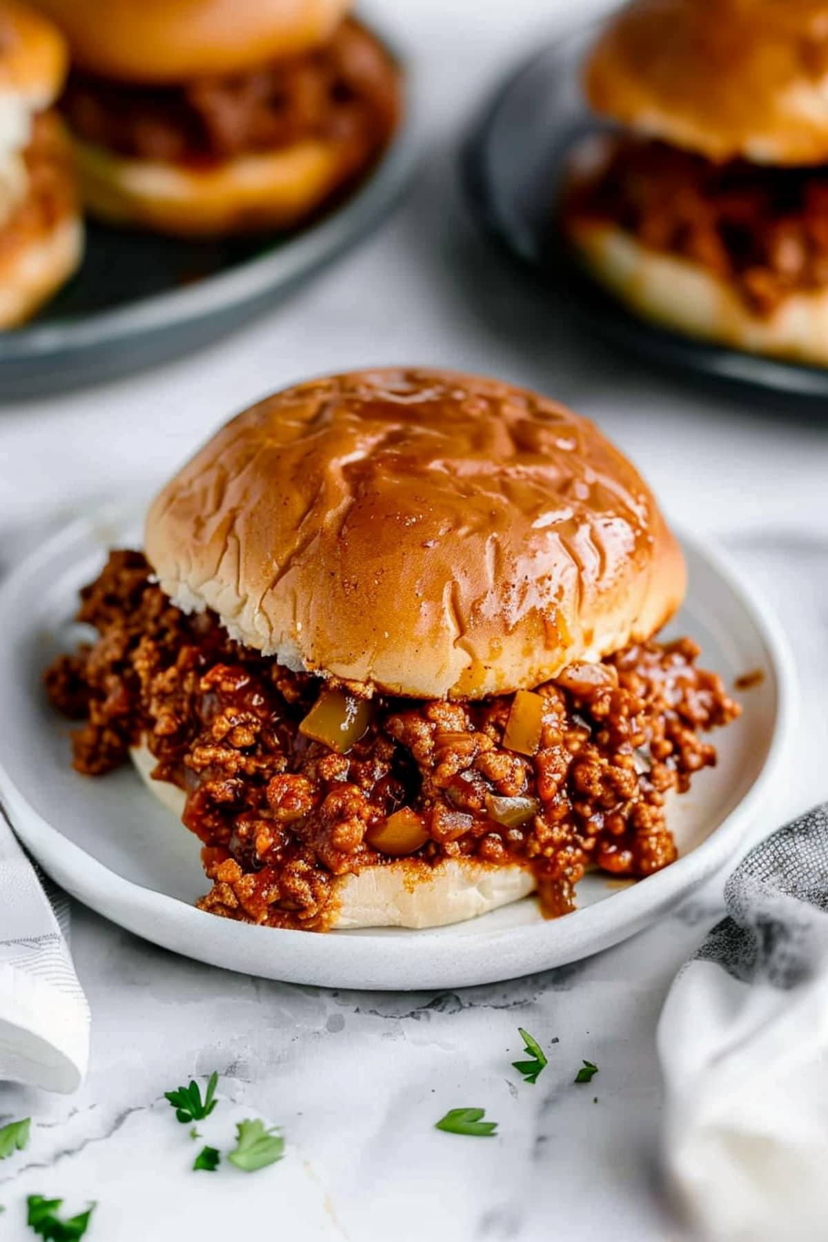 Juicy barbecue sloppy joes on toasted buns