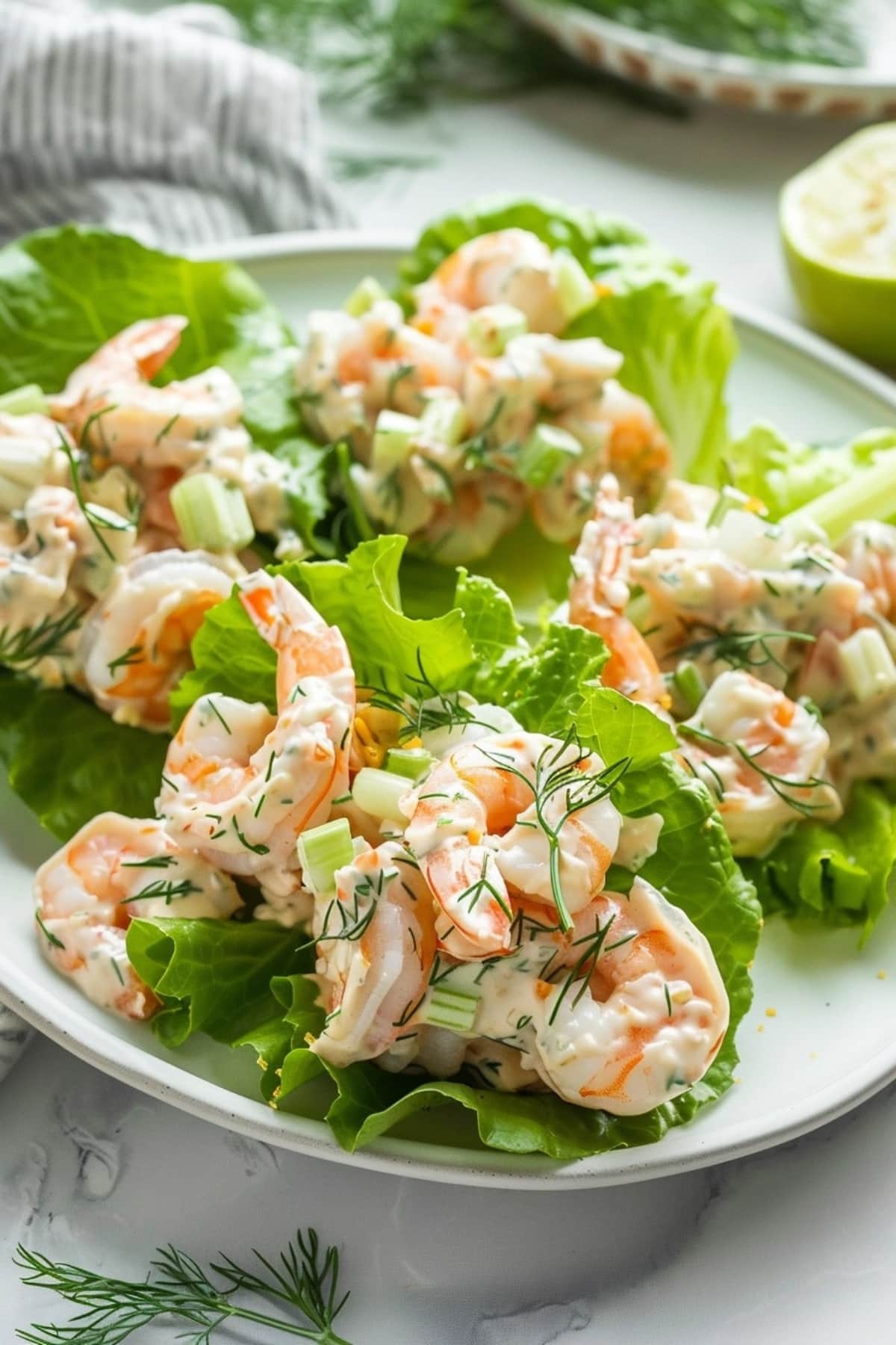 Shrimp salad in lettuce wrap.