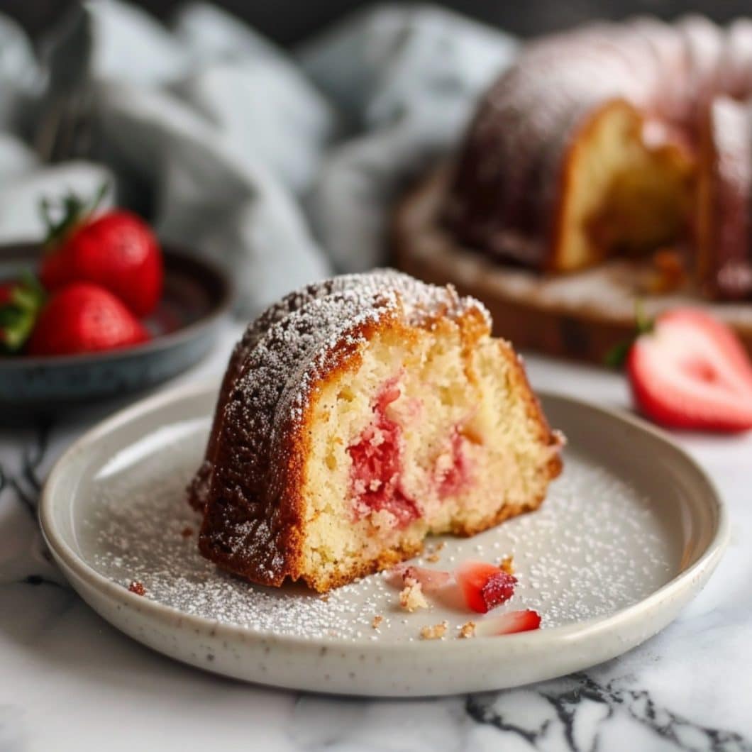 Fresh Strawberry Pound Cake with Glaze - Insanely Good