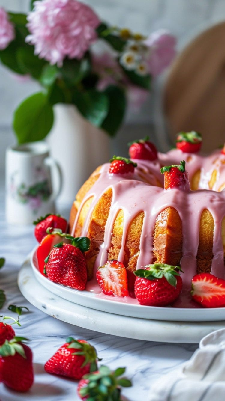 Fresh Strawberry Pound Cake with Glaze - Insanely Good
