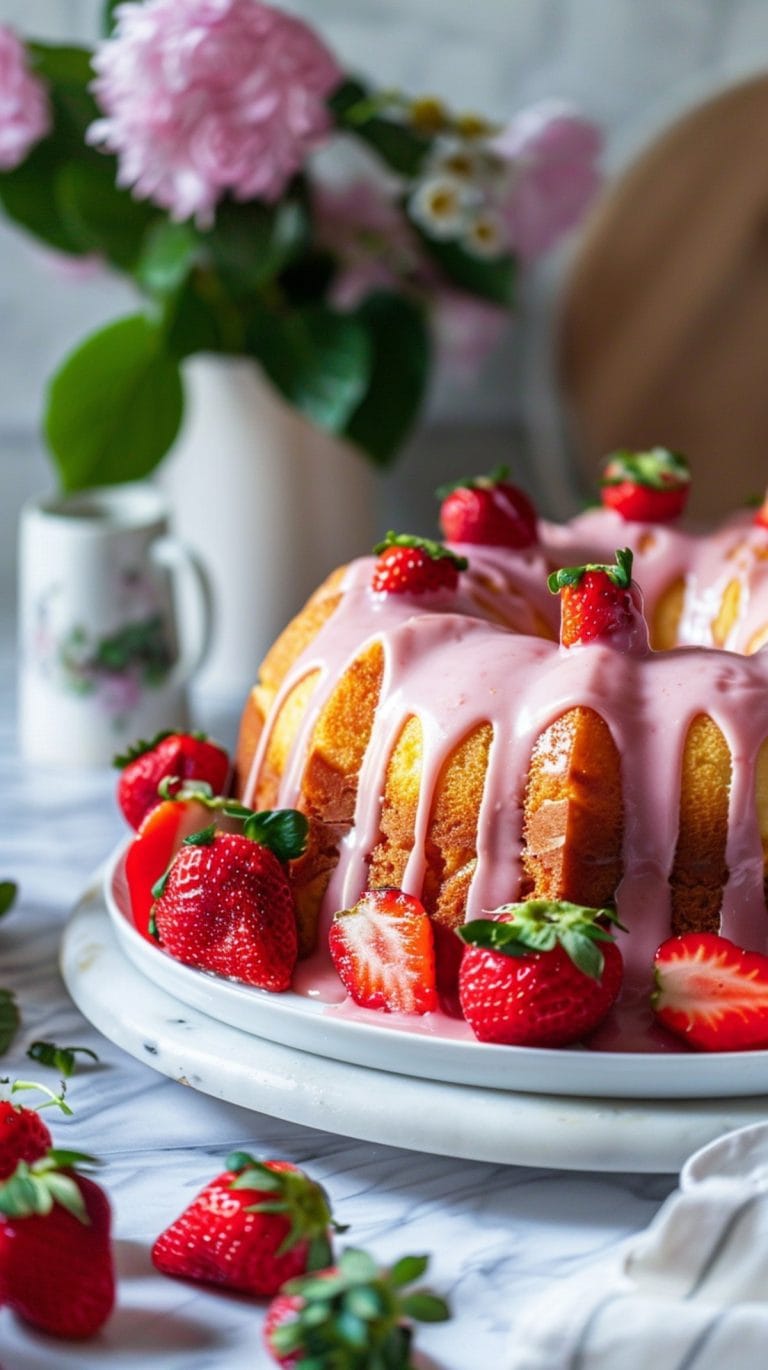 Fresh Strawberry Pound Cake with Glaze - Insanely Good