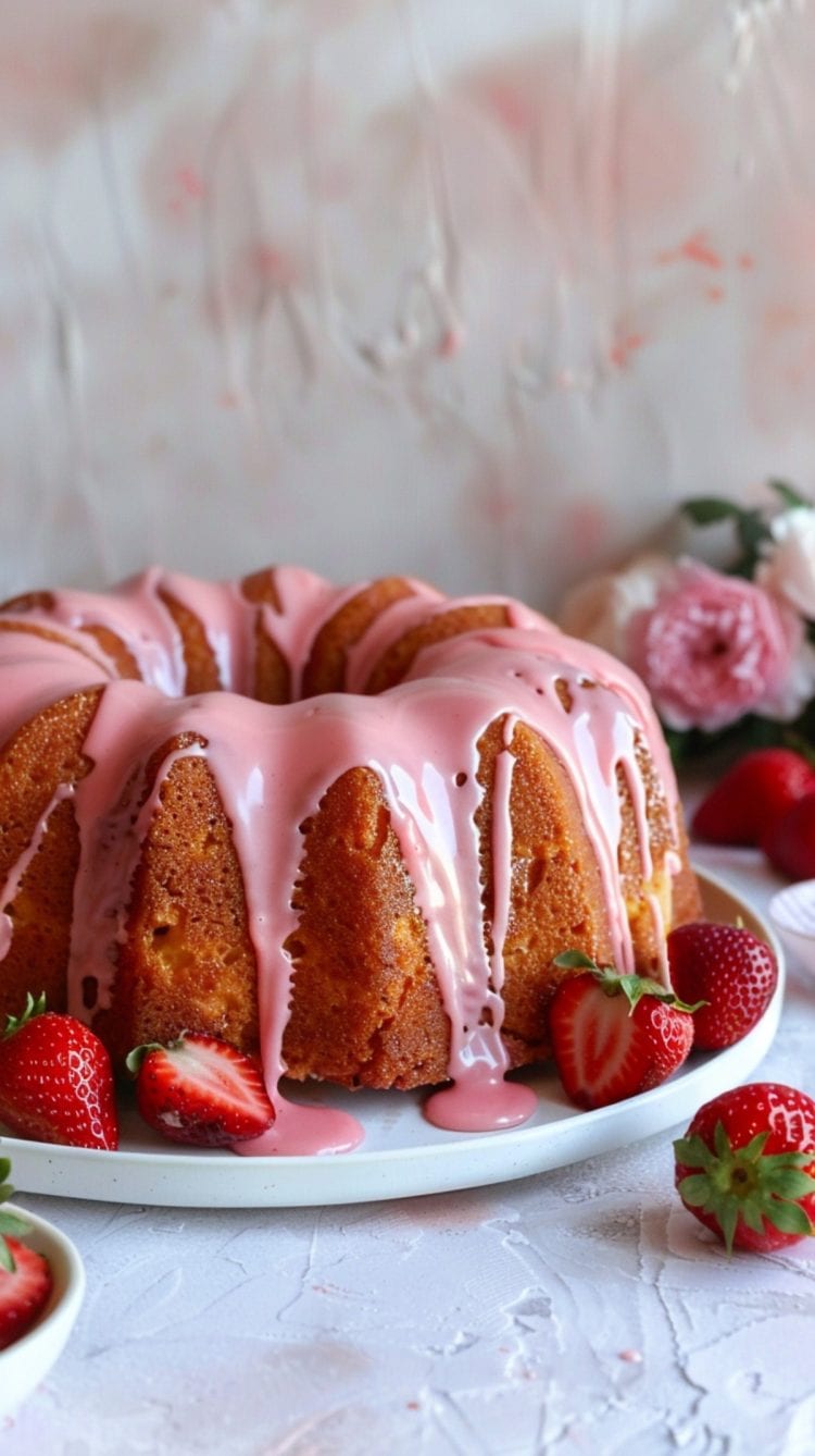 Fresh Strawberry Pound Cake with Glaze - Insanely Good