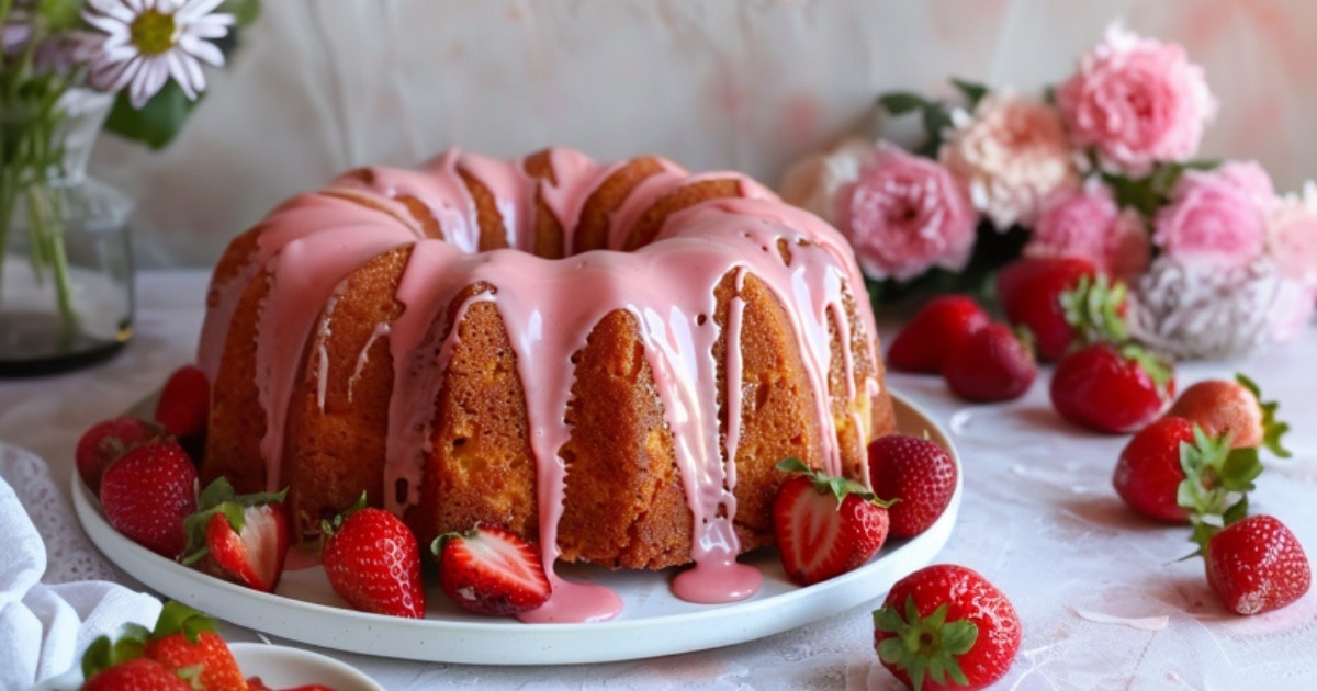 Strawberry Bundt Cake with Strawberry Glaze - Mama Needs Cake®