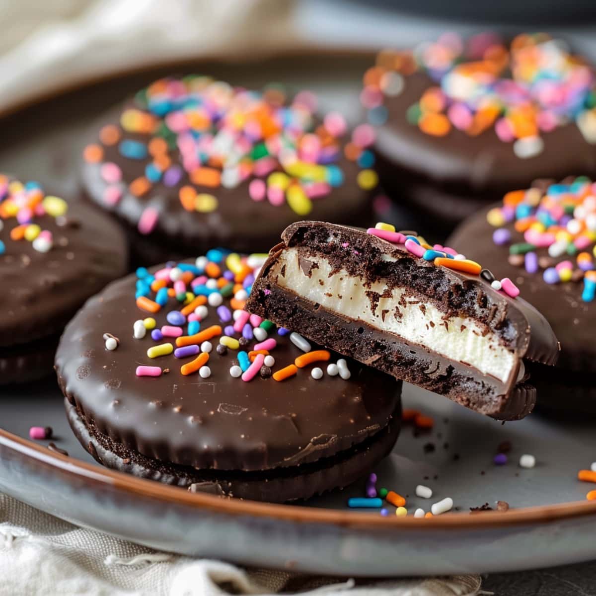 Chocolate Covered-Oreos with sprinkles