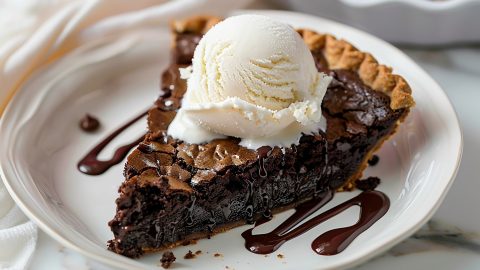 Gourmet brownie pie, featuring layers of rich chocolate goodness in every bite