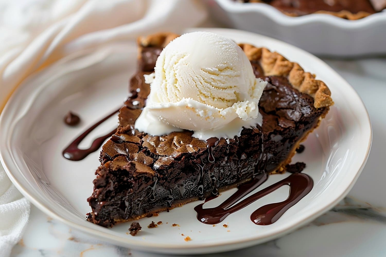 Gourmet brownie pie, featuring layers of rich chocolate goodness in every bite