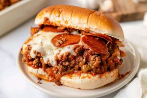 Ultimate comfort food: pepperoni pizza sloppy joes, loaded with savory goodness