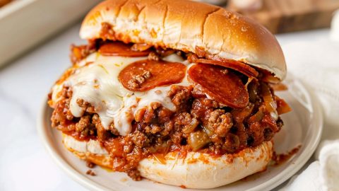 Ultimate comfort food: pepperoni pizza sloppy joes, loaded with savory goodness